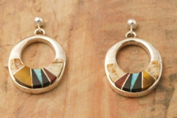 Calvin Begay Genuine Picture Jasper Sterling Silver Oval Earrings